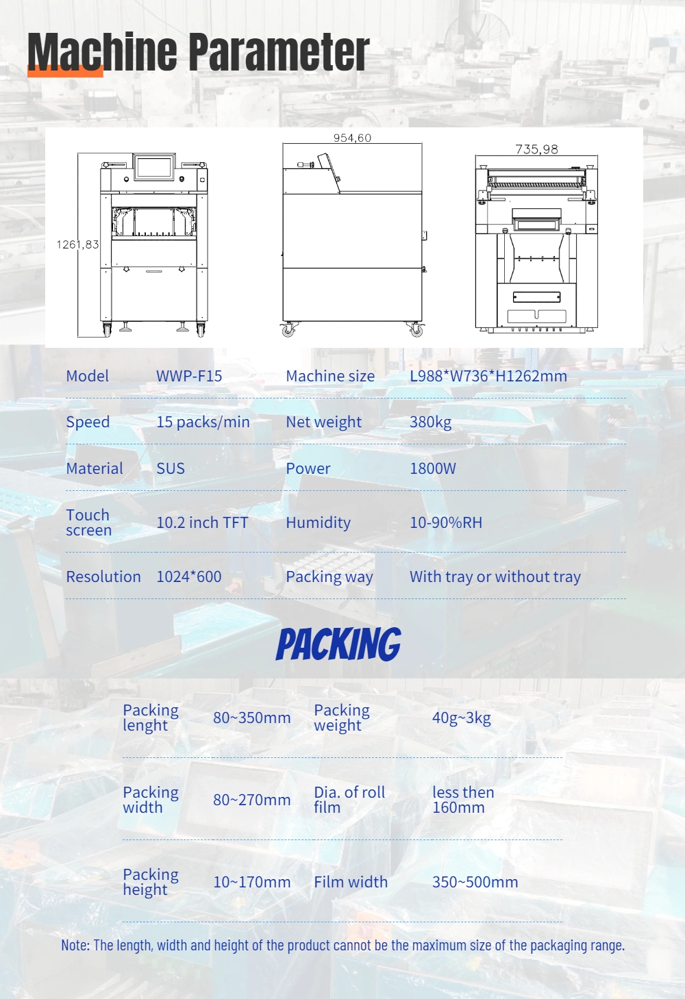 Superior Quality Wrapping Machine Automatic Packing Food Package for Apples, Vegetables Commercial Food Wrapping Machine